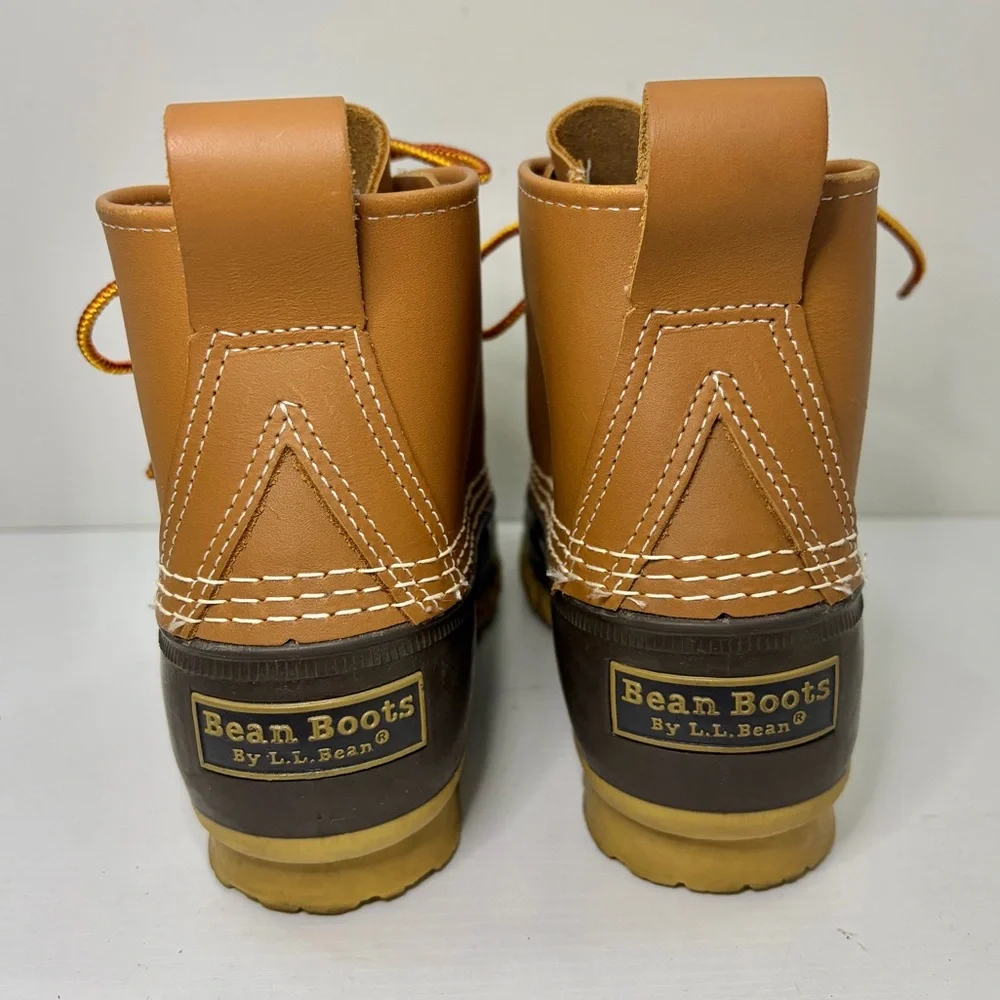 L.L. Bean Classic Bean Boot Tan Leather Brown Lace Up Waterproof Boots Size 7